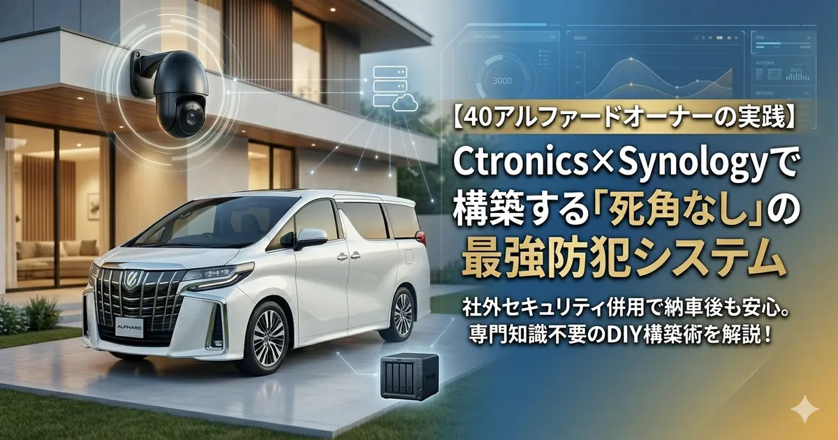 40系アルファードの防犯対策。屋外防犯カメラとSynology NASで構築した監視システムのイメージ画像